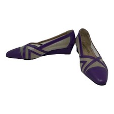 Magdesians California mesh and purple leather wedge vintage shoes size 7.5