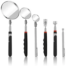 6 Pieces Telescoping Inspection Mirror Mechanic Magnet Stick Magnetic Pick Up...
