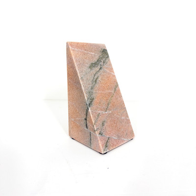 Einzelne massive Marmor Buchstütze rosa grau Art Deco Mid Century Naturstein schwer