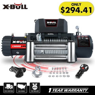 X-BULL 13000lbs Electric Winch Steel Cable Trailer Towing SUV Truck Off-Road 4WD