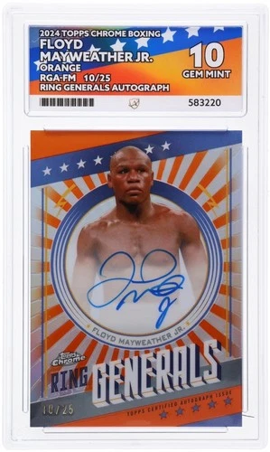 2024 Topps Chrome Boxing Floyd Mayweather Jr On Card Auto Orange /25 ACE 10