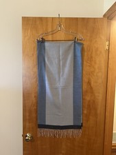 Vintage Blue Gray Scarf V. Fraas Cashmink Made in Germany Fringe Edges