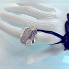 Daniel Swarovski ring silver tone faceted pave crystals with box SZ 7