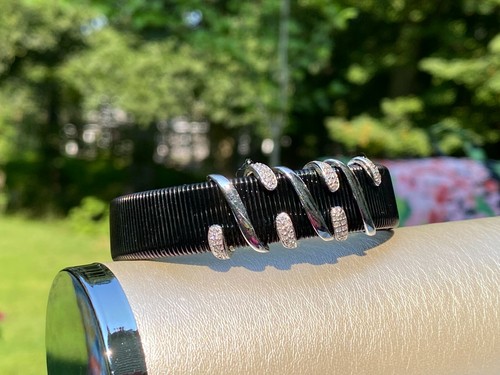 Sterling Silver Affinity Diamond Black Cuff with Wrapped Diamond Accent - Picture 10 of 12