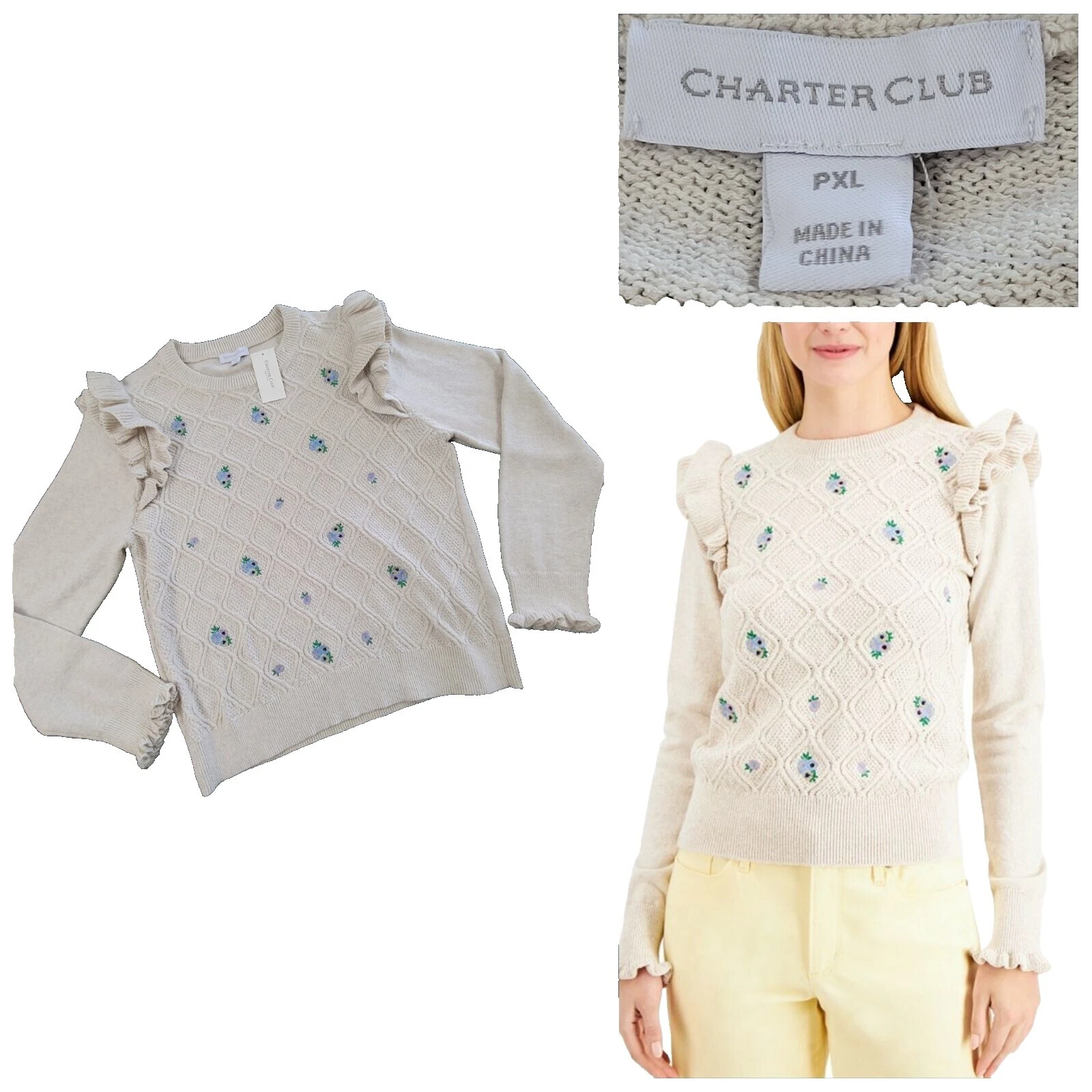 Suéteres para mujer floral Charter Club