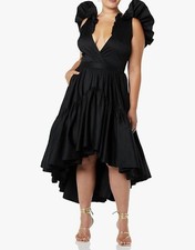 Making the Cut Ruffle Flounce Midi Dress, Womens Size 3X 3XL , Black MSRP $199