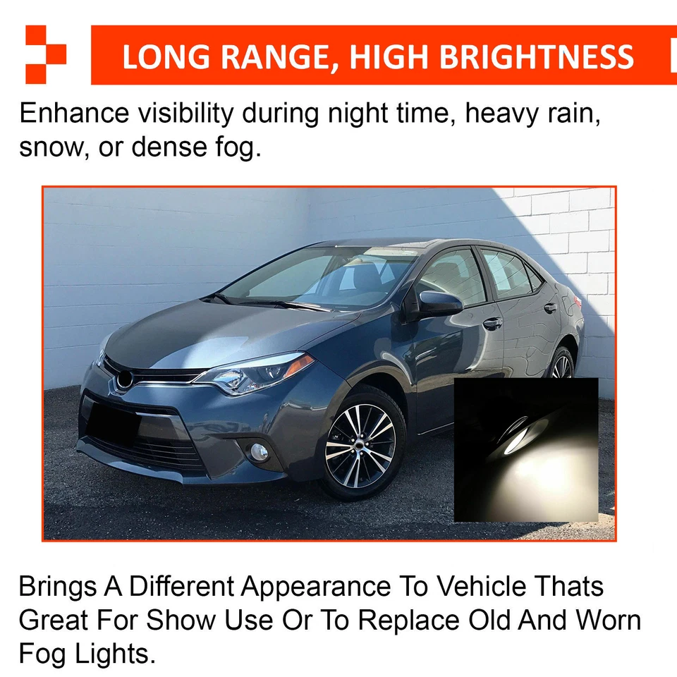 Luces antiniebla delanteras transparentes con interruptor y bombillas Fit 2014-2016 Toyota Corolla L LE Foto 2 de 4