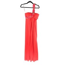 Xscape Formal Dress Prom Homecoming Bridesmaid One Shoulder Coral Orange 4