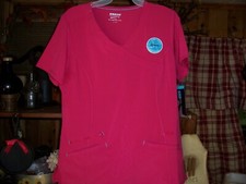 SCRUBSTAR LADIES 4 WAY STRETCH NURSING SCRUB TOP SIZE SMALL COLOR PINK 3 POCKETS