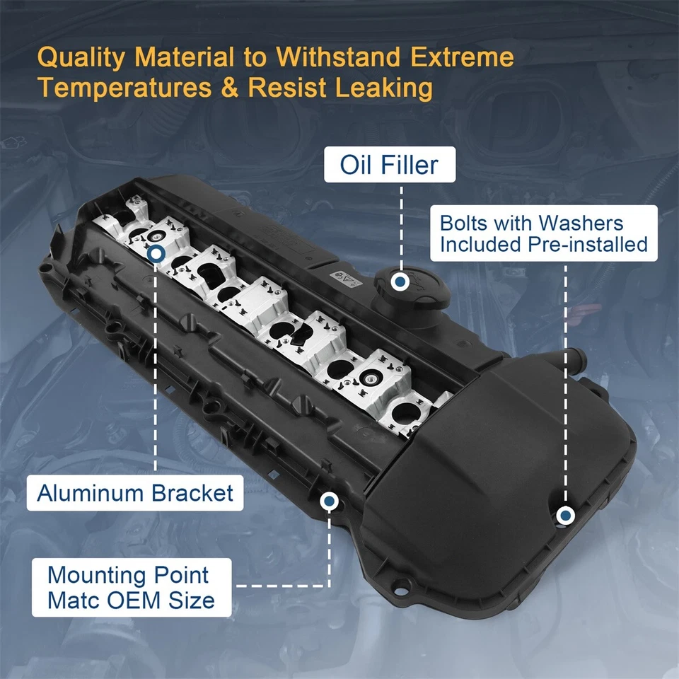 11121432928 Cubierta de válvula de motor con junta + montaje + arandelas para BMW Z3 325Ci 330i Foto 4 de 4