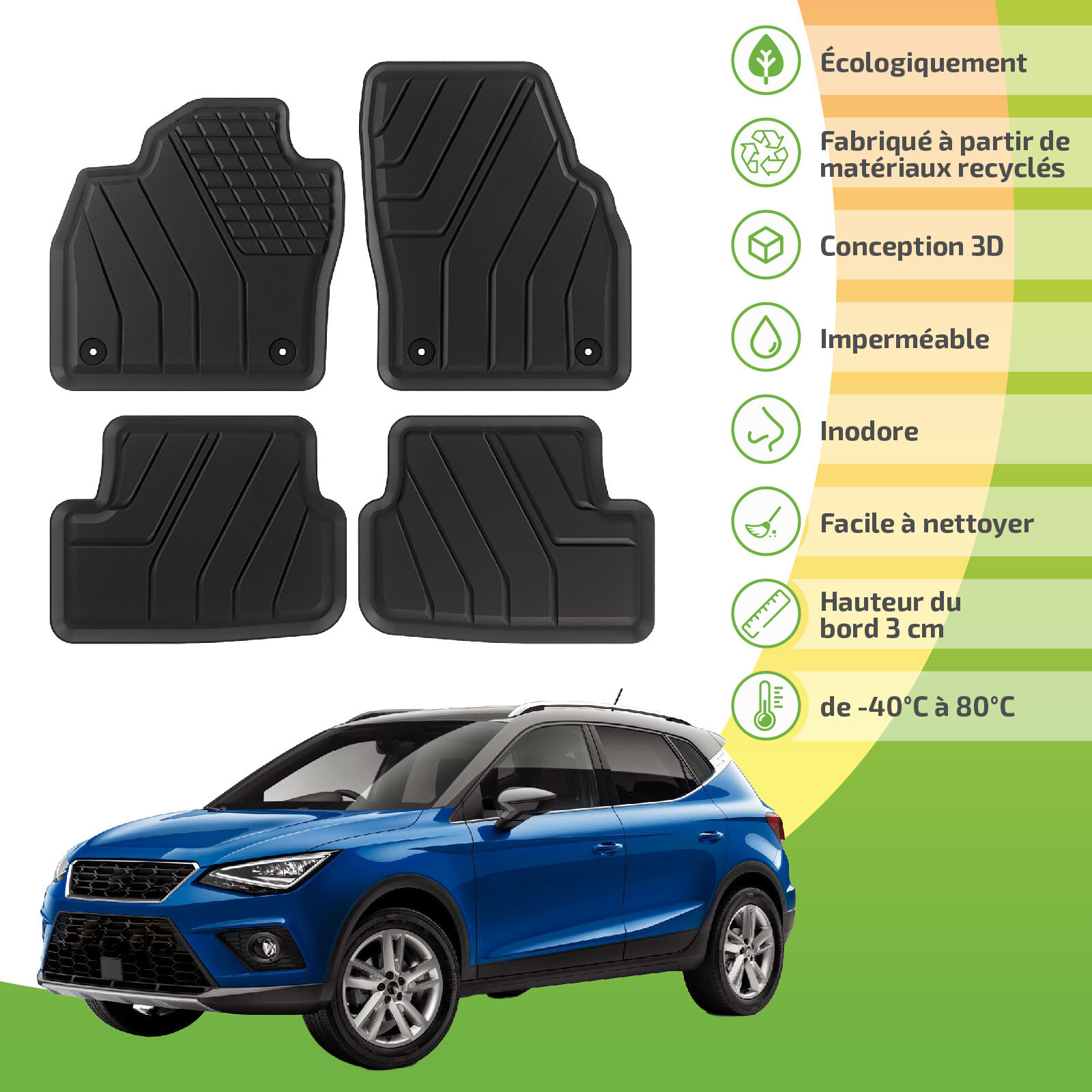 Tapis de sol Seat Arona : Idéal pour les escapades en famille et le quotidien
