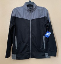 NWOT Boys Starter Athletic Track Jacket Full Zip-Up Size XL 14-16 Black Gray
