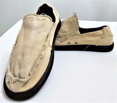 Tony Hawk Beige Canvas Slip On Loafer With Raw Edge Shoes  display picture 1