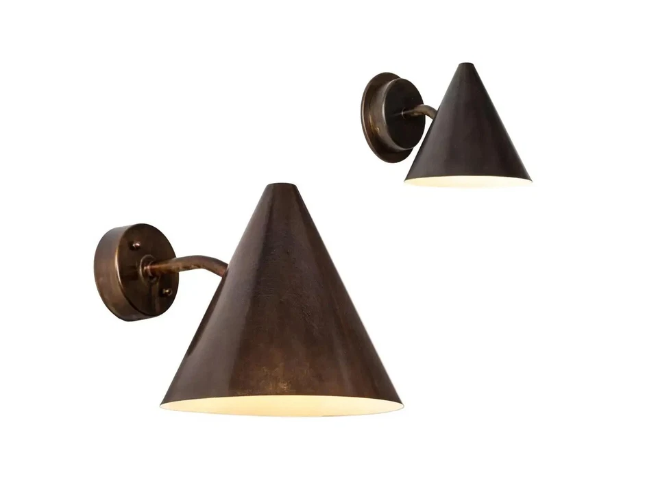 Pair of Mini Tratten Dark Brown Patinated Outdoor Sconces 1950s Handmade by H D - Image 3 of 4