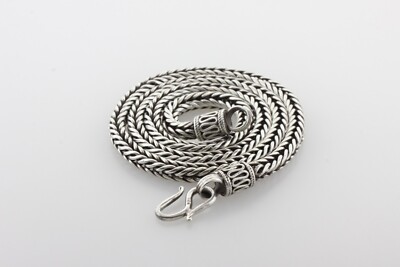 Vintage Bali Sterling Silver 925 5MM Wheat Snake Chain Necklace - 20''