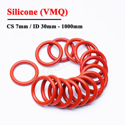 O-Rings CS 7mm Food Grade Silicone O Ring Sealing Washer Gasket ID 30mm - 1000mm