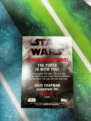 Topps Star Wars Journey Last Jedi Autograph Auto Dave Chapman BB-8