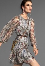 DOLCE & GABBANA 100% SILK CHIFFON FLORAL Short Dress 42 IT / 8 -10 UK