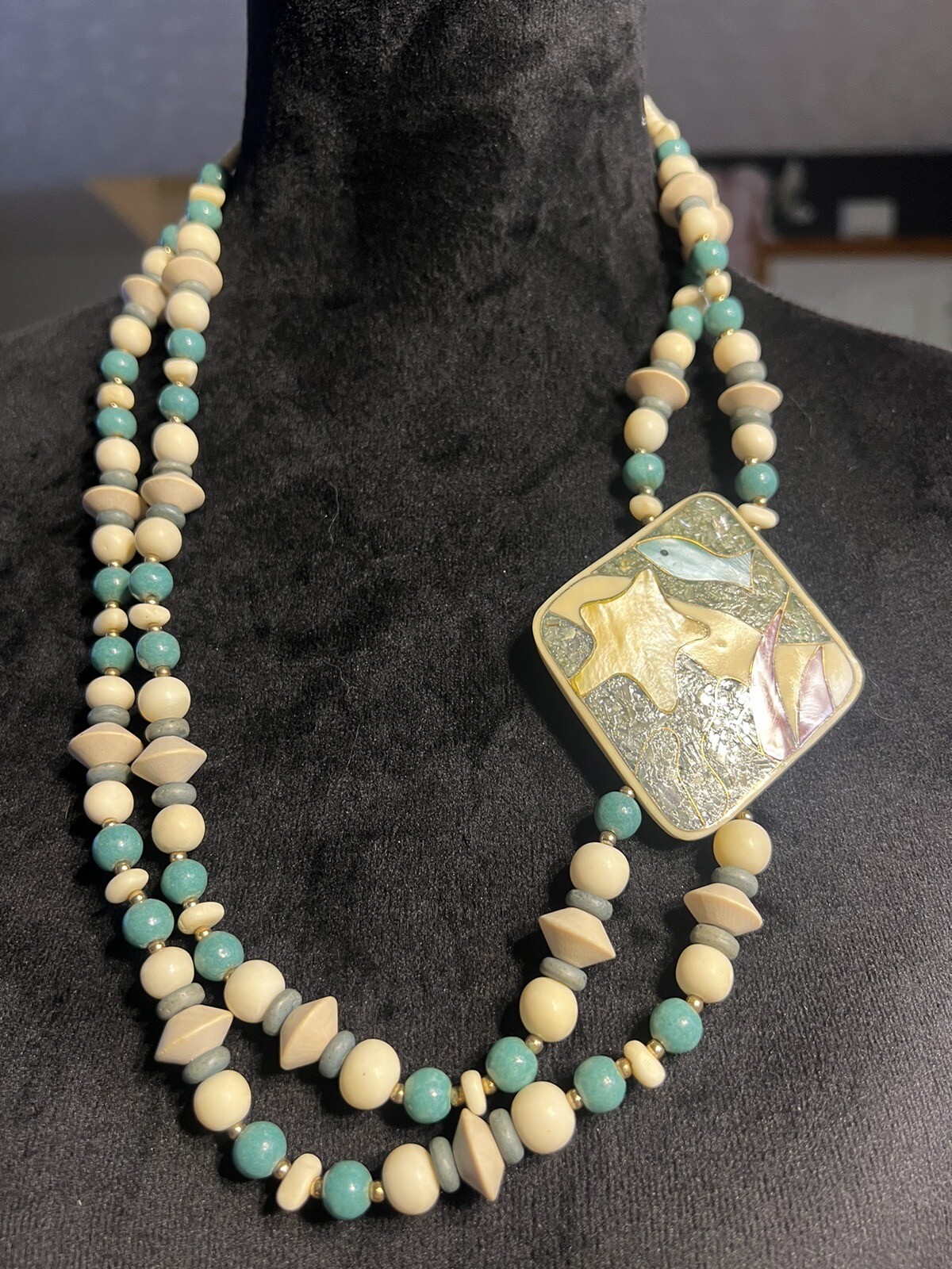 Vintage Made In Philippines Shell Inlay Ocean Sea Fis… - Gem