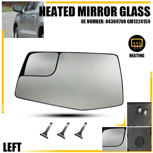 Left Mirror Glass Fits 2019-2023 Chevrolet Silverado 1500 GMC Sierra 1500 EPY