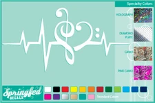 BASS and TREBLE CLEF HEARTBEAT cut vinyl decal Music Notes Window Sticker