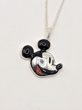 Disney 100 Mickey Mouse Silver Plated Head Pendant Necklace - 18'' Chain