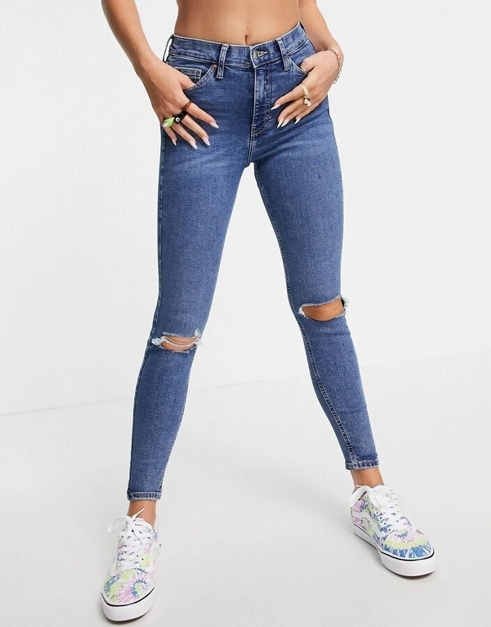 hår Hej hej Mindre end Topshop Jamie Ripped Ankle Skinny Jeans W25 Womens High Rise Medium Wash  Denim | eBay