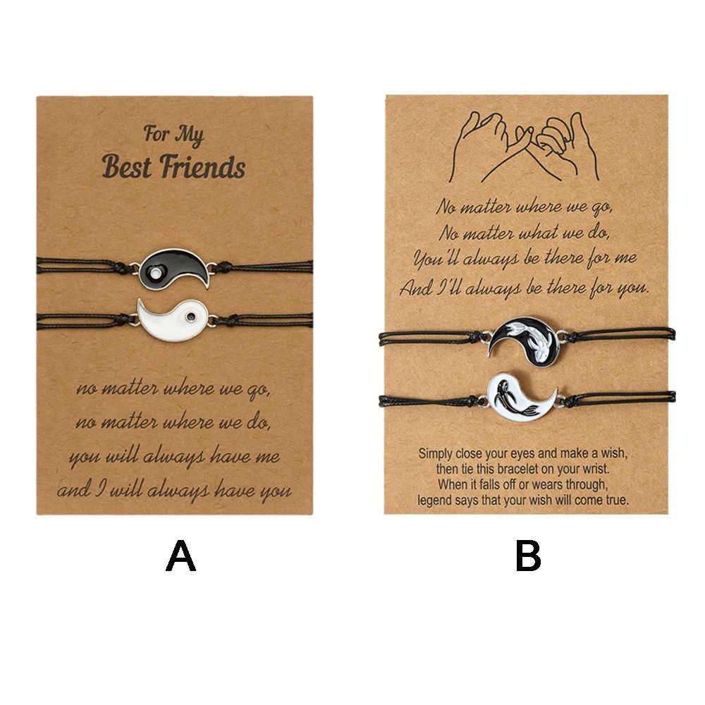 Best Friends Yin Yang Charm Pendant Wristband Lovers Bracelet Braided