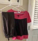 Landau women’s scrub set of two, medium/medium petite, pink and coffee brown — photo 2
