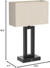 Bedroom Bedside Lamp - Touch Control, 3-Way Dimmable, USB C A Charging, LED Bulb