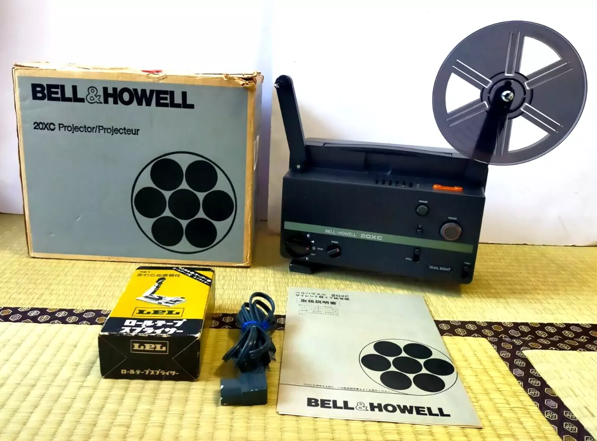 Rare Vintage Bell Howell 20XC Projector With Original Box w Roll Tape Slicer