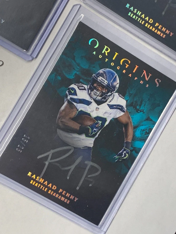3 RASHAAD PENNY RC AUTO 's 💎 /25 silver ink! 2018 PANINI ORIGINS #OARP SEAHAWKS - Image 4 of 4