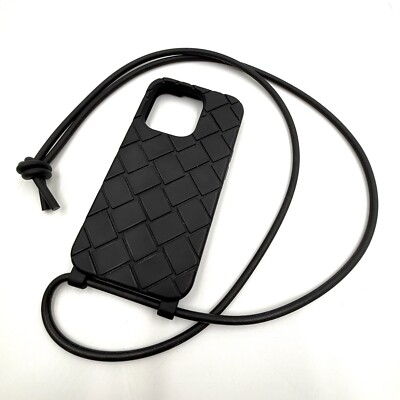 BOTTEGA VENETA ブラック iPhone13pro BOTTEGA VENETA Intrecciato Rubber iPhone 13 Pro Max Case for Men