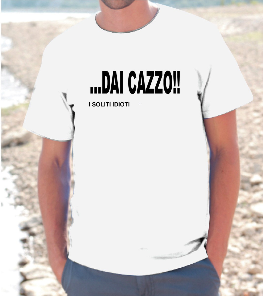 T-shirt Uomo 'Che Minchia Guaddi' I Soliti Idioti - Maglia Cotone Girocollo Taglio Ampio - Nuova Con Etichette