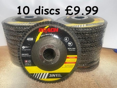 115 mm Fächerscheiben 40er Körnung Metall Schleifscheibe für Metall 4,5 Zoll - UK VERKÄUFER