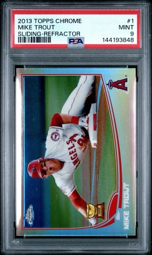 2013 TOPPS CHROME 1 MIKE TROUT ROOKIE CUP SLIDING REFRACTOR 🔥 PSA 9 MINT
