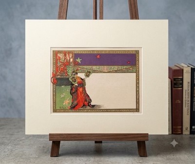 Antique Russian Art Nouveau Lithograph 1900 N Orlov R Golike Masquerade 9.5x7 