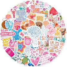 Preppy Stickers  100 PCS  Cute Vinyl Waterproof Preppy; Pink; Blue