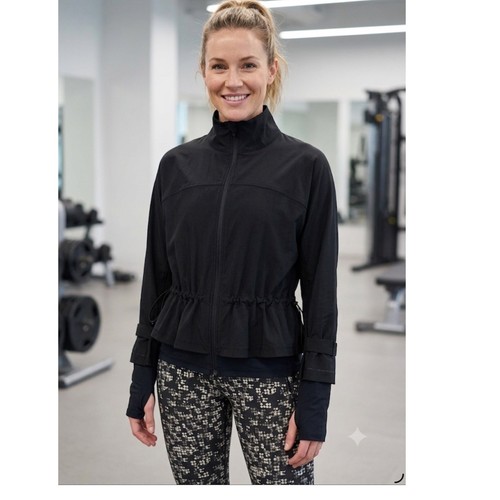 Sweaty Betty Fast Lane Running Jacket Black SB8938 Water Resistant Reflective S