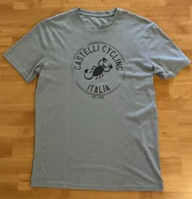 Castelli Cycling Men’s T-Shirt Blue Size L – Italia Scorpion Logo Graphic Tee