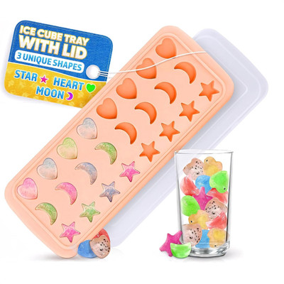Mini Star Ice Cube Tray with Lid   Stars, Moons & Hearts that Just Pop Right Out