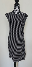 Ann Taylor Loft Lined Black & White Striped Sleeveless Dress Size Petite M