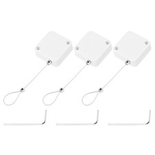 3.3 ft Retractable Cable Security Lock with Latch 600g, White, 3 Pack