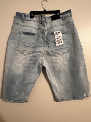 Evolution In Design Jean Shorts Mens 44 Blue Denim Skater Stretch Streetwear NWT