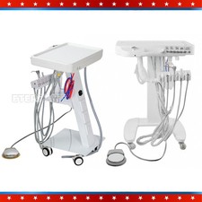 Portable Dental Mobile Delivery Unit System 4 Holes Suction Cart with socket US