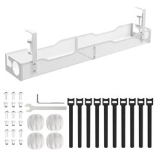 Under Desk Cable Management 27 inches Metal Cord Organizer No Drill Wire Mana...