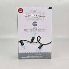 100ct White LED Smooth Mini Christmas String Light with Green Wire Wondershop A4