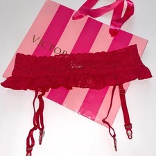 Vintage Victoria's Secret Lace Ruffle Garter Belt, Red, Size XS/S.