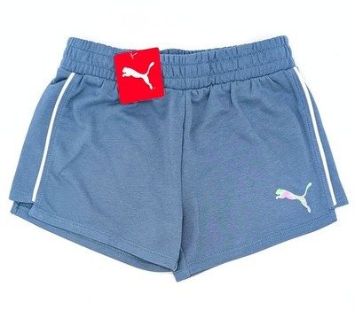 PUMA Girls Core Pack French Terry Athletic Shorts (Size M) Light Blue