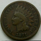 US 1871 Indian Head Cent  **
